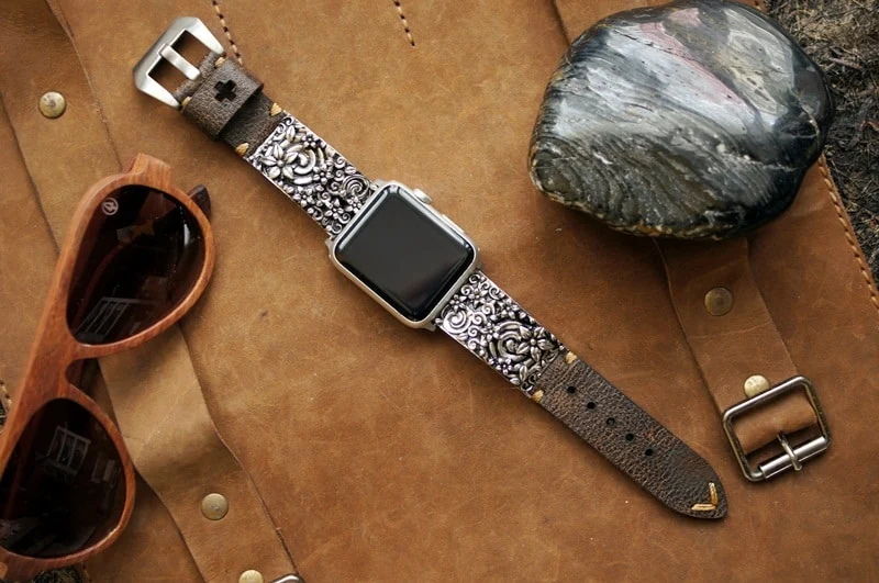 Sakura versilbert Anhänger Apple-Watch-Armband ( 2-teilig) für Panerai oder Apple Watch Serie 1,2,3,4,5,6,7,SE